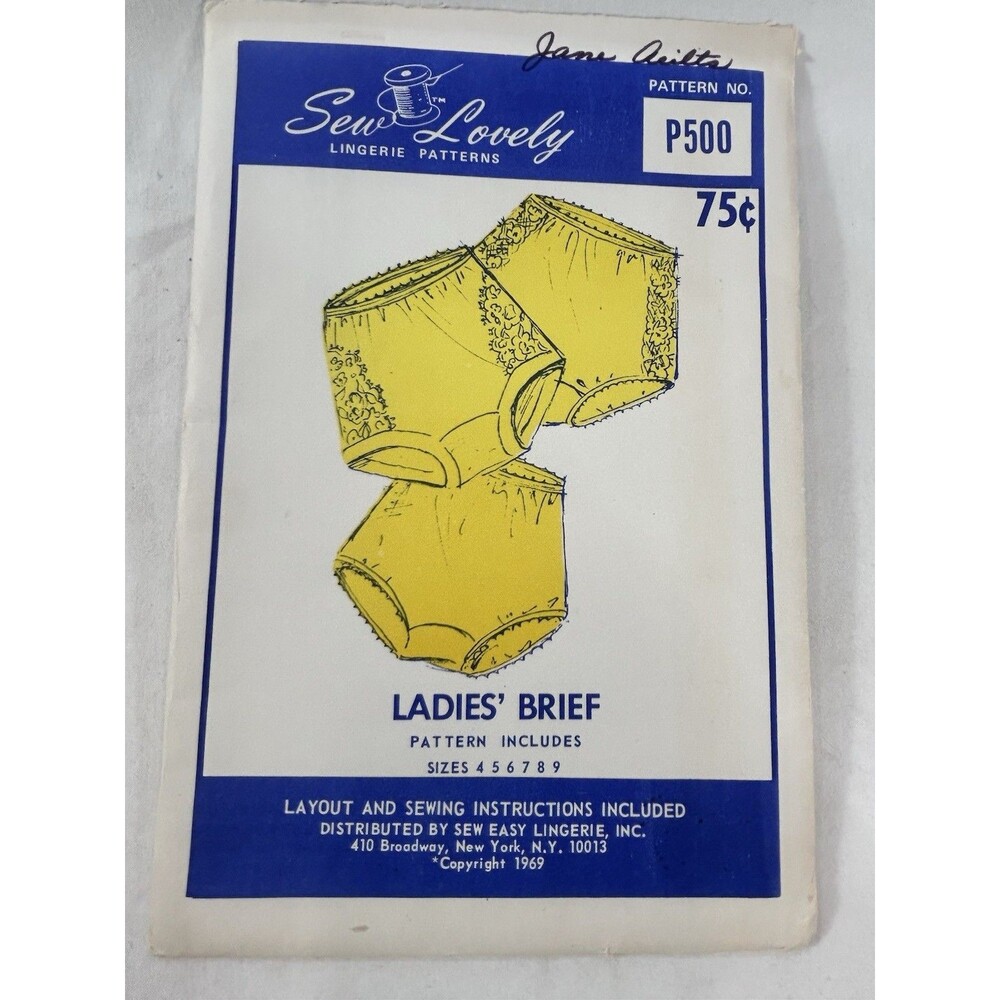 Vintage 1969 Sew Lovely P500 Ladies Brief Lingerie Pattern Sz 4-9 CUT